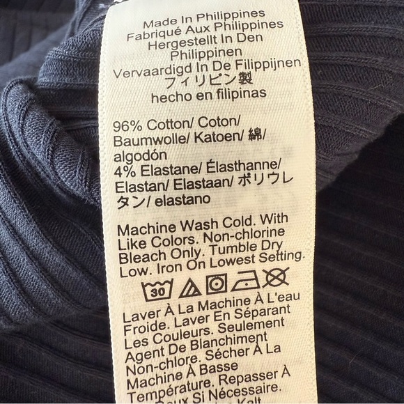 J. Crew Premium Rib Side Button Top Nautical Navy Stretch Preppy Boat Neck M - Picture 9 of 10